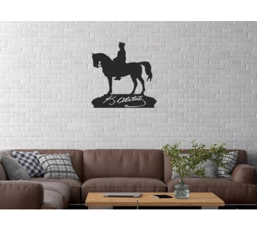 Duvar Dekor Süs Mdf Ahşap Atatürk İmza Desenli 35 x 35 Siyah Renk