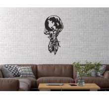 Duvar Dekor Süs Mdf Ahşap Dünya Atlas Temalı 19 x 39 Siyah Renk