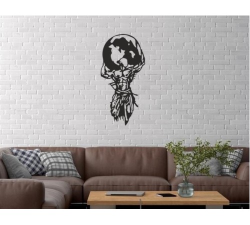 Duvar Dekor Süs Mdf Ahşap Dünya Atlas Temalı 19 x 39 Siyah Renk