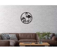 Duvar Dekor Süs Mdf Ahşap Flamingo Kuş Temalı 40 x 40 Siyah Renk