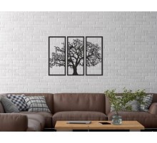 Duvar Dekor Süs Mdf Ahşap Hayat Ağacı Temalı 51 x 39 Siyah Renk