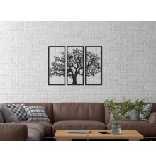 Duvar Dekor Süs Mdf Ahşap Hayat Ağacı Temalı 51 x 39 Siyah Renk