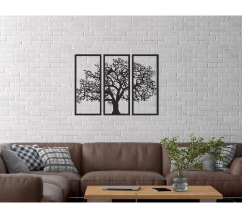 Duvar Dekor Süs Mdf Ahşap Hayat Ağacı Temalı 51 x 39 Siyah Renk