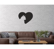 Duvar Dekor Süs Mdf Ahşap Kalpli Kedi Temalı 45 x 37 Siyah Renk