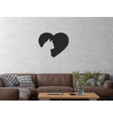 Duvar Dekor Süs Mdf Ahşap Kalpli Kedi Temalı 45 x 37 Siyah Renk