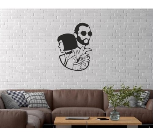 Duvar Dekor Süs Mdf Ahşap Leon ve Matilda Temalı 23 x 32 Siyah Renk