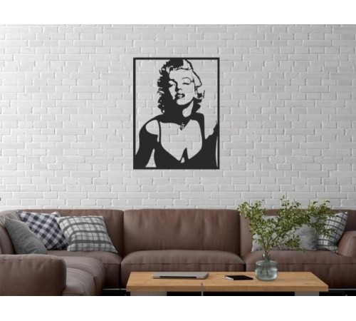 Duvar Dekor Süs Mdf Ahşap Marilyn Monroe 30 x 39 Siyah Renk