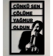 Duvar Dekor Süs Mdf Ahşap Müslüm Gürses Temalı 39 x 55 Siyah Renk