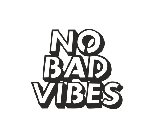 Duvar Dekor Süs Mdf Ahşap No Bad Vibes Temalı 40 x 35 Siyah Renk