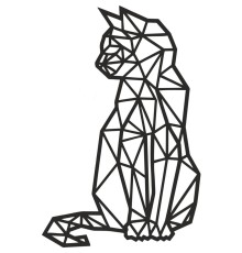 Duvar Dekor Süs Mdf Ahşap Oturan Kedi Temalı 21 x 32 Siyah Renk