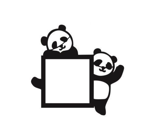 Duvar Süs Mdf Ahşap Priz Dekoru Panda Temalı 18 x 17 Siyah Renk