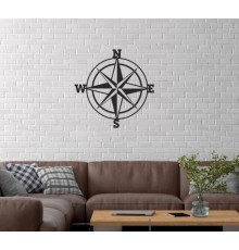 Duvar Dekor Süs Mdf Ahşap Pusula Temalı 32 x 32 Siyah Renk