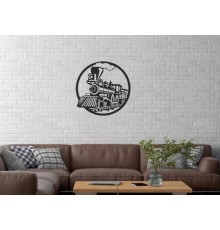 Duvar Dekor Süs Mdf Ahşap Buharlı Tren Temalı 32 x 32 Siyah Renk