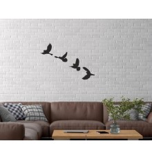 Duvar Dekor Süs Mdf Ahşap Uçan Kuş Temalı Siyah Renk
