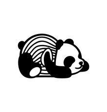 Duvar Dekor Süs Mdf Ahşap Uyuyan Panda 32 x 20 Siyah Renk