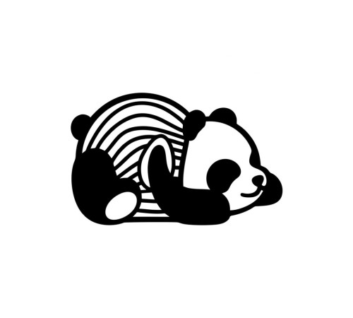 Duvar Dekor Süs Mdf Ahşap Uyuyan Panda 32 x 20 Siyah Renk
