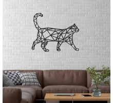 Duvar Dekor Süs Mdf Ahşap Yürüyen Kedi 32 x 26 Siyah Renk