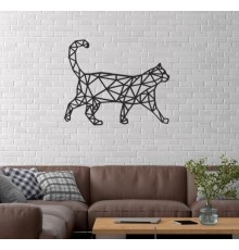 Duvar Dekor Süs Mdf Ahşap Yürüyen Kedi 32 x 26 Siyah Renk