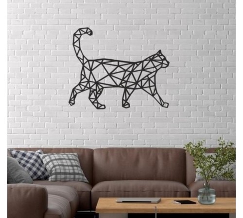 Duvar Dekor Süs Mdf Ahşap Yürüyen Kedi 32 x 26 Siyah Renk