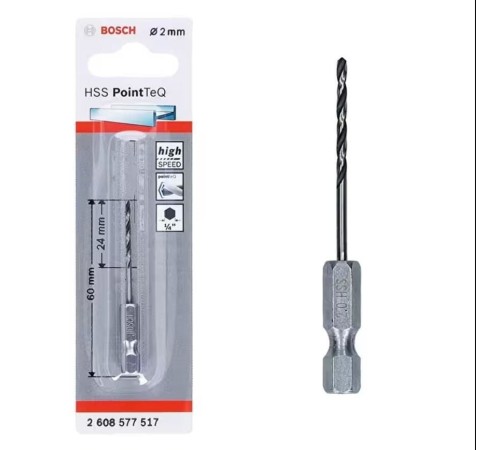 Bosch Pointteq Altıgen Şaftlı Hss Matkap Ucu 2 mm Bosch Pointteq Altıgen Şaftlı Hss Matkap Ucu 2 mm