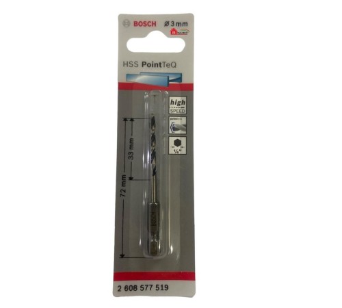 Bosch Pointteq Altıgen Şaftlı Hss Matkap Ucu 3 mm Bosch Pointteq Altıgen Şaftlı Hss Matkap Ucu 3 mm