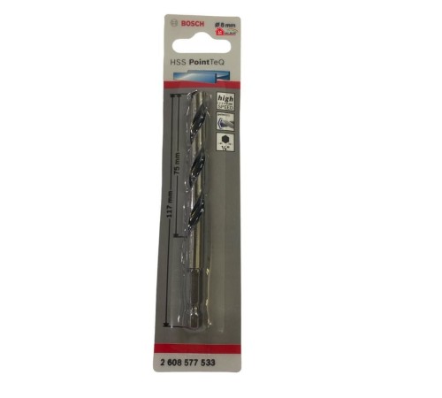 Bosch Pointteq Altıgen Şaftlı Hss Matkap Ucu 8 mm Bosch Pointteq Altıgen Şaftlı Hss Matkap Ucu 8 mm