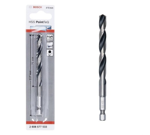 Bosch Pointteq Altıgen Şaftlı Hss Matkap Ucu 8 mm Bosch Pointteq Altıgen Şaftlı Hss Matkap Ucu 8 mm