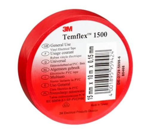 3m Temflex Kırmızı İzole Elektrik Bant 18 mm 3m Temflex Kırmızı İzole Elektrik Bant 18 mm