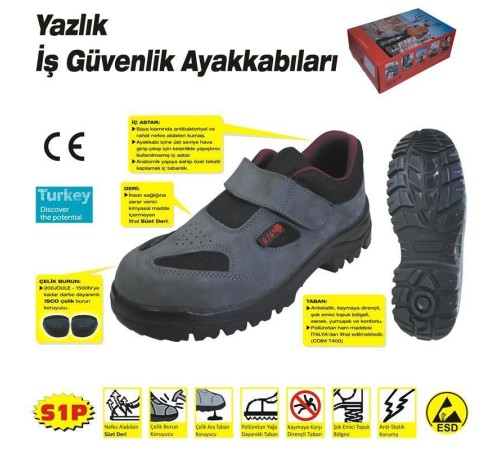 414 YAZLIK S1 45 No Çelik Burunlu Ayakkabı 414 YAZLIK S1 45 No Çelik Burunlu Ayakkabı