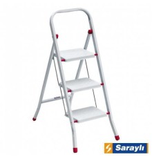 Saraylı Pratik Metal Merdiven Beyaz 3 Basamaklı
