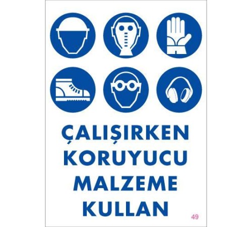 Koruyucu Malzeme Kullan Uyarı Levhası 25x35 KOD:49 Koruyucu Malzeme Kullan Uyarı Levhası 25x35 KOD:49