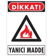Dikkat Yanıcı Madde Uyarı Levhası 25x35 KOD:856