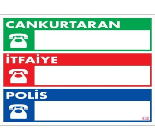 Acil Durum Telefon Levhası 25x35 KOD:430 Acil Durum Telefon Levhası 25x35 KOD:430