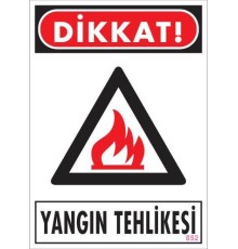 Dikkat Yangın Tehlikesi Uyarı Levhası 25x35 KOD:852