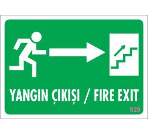 Yangın Çıkışı Uyarı Levhası 17,5x25 KOD:929 Yangın Çıkışı Uyarı Levhası 17,5x25 KOD:929