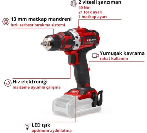 Einhell TE CD 18/40 Lİ Solo Vidalama Einhell TE CD 18/40 Lİ Solo Vidalama