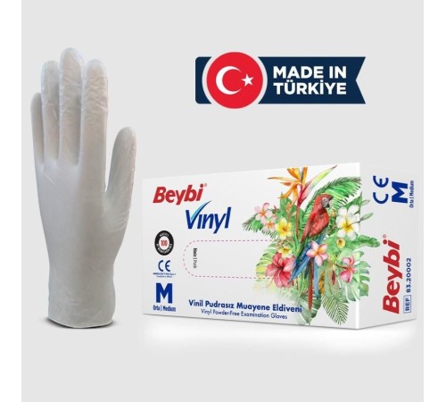 Beybi Vinyl S Vinil Pudrasız Muayene Eldiven 100'lük Kutu Beybi Vinyl S Vinil Pudrasız Muayene Eldiven 100'lük Kutu