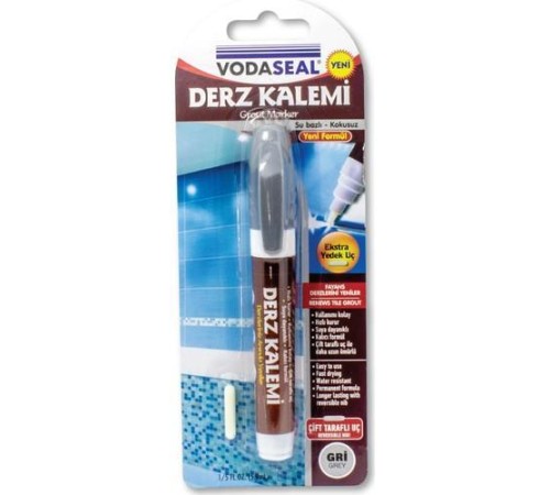 Vodaseal Çift Uçlu Su Bazlı Kokusuz Kalıcı Derz Kalemi Gri Vodaseal Çift Uçlu Su Bazlı Kokusuz Kalıcı Derz Kalemi Gri