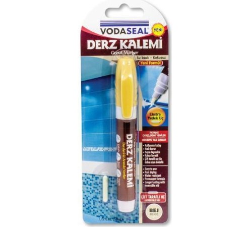 Vodaseal Çift Uçlu Su Bazlı Kokusuz Kalıcı Derz Kalemi Bej Vodaseal Çift Uçlu Su Bazlı Kokusuz Kalıcı Derz Kalemi Bej