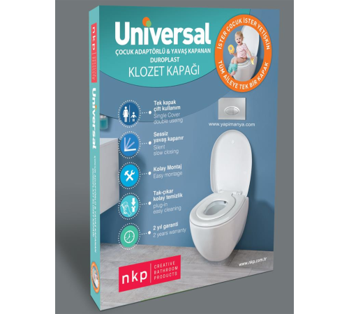 NKP Üniversal Çocuk Adaptörlü Yavaş Kapanır Klozet Kapağı NKP Üniversal Çocuk Adaptörlü Yavaş Kapanır Klozet Kapağı