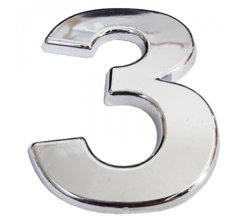 Cemax Krom Yapışkanlı 3 Rakamı 5 cm Cemax Krom Yapışkanlı 3 Rakamı 5 cm