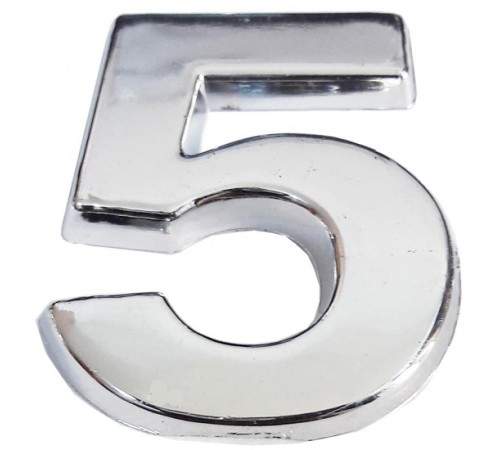Cemax Krom Yapışkanlı 5 Rakamı 5 cm Cemax Krom Yapışkanlı 5 Rakamı 5 cm