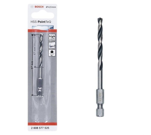 Bosch Point TeQ Altıgen Şaftlı Hss Matkap Ucu 4,5 mm Bosch Point TeQ Altıgen Şaftlı Hss Matkap Ucu 4,5 mm
