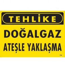Tehlike Doğalgaz Ateşle Yaklaşma Uyarı Levhası 25x35 KOD:750