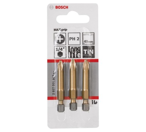 Bosch Bits Uç Max Grip PH2 49 mm 3'lü