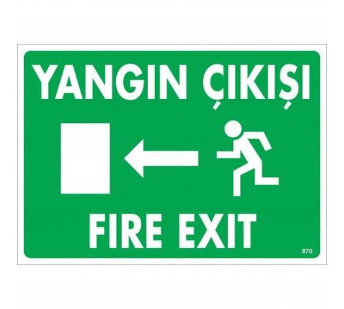 Yangın Çıkışı Sol Uyarı Levhası 25x35 KOD:870