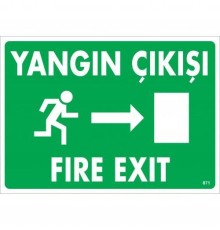 Yangın Çıkışı Sağ Uyarı Levhası 25x35 KOD:871