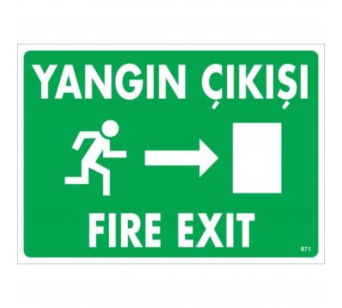 Yangın Çıkışı Sağ Uyarı Levhası 25x35 KOD:871