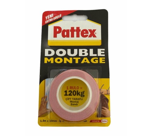 Pattex Double Montage Çift Taraflı Bant 120 kg Pattex Double Montage Çift Taraflı Bant 120 kg