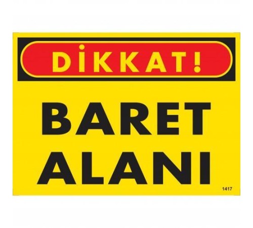 Dikkat Baret Alanı Uyarı Levhası 25x35 KOD:1417 Dikkat Baret Alanı Uyarı Levhası 25x35 KOD:1417